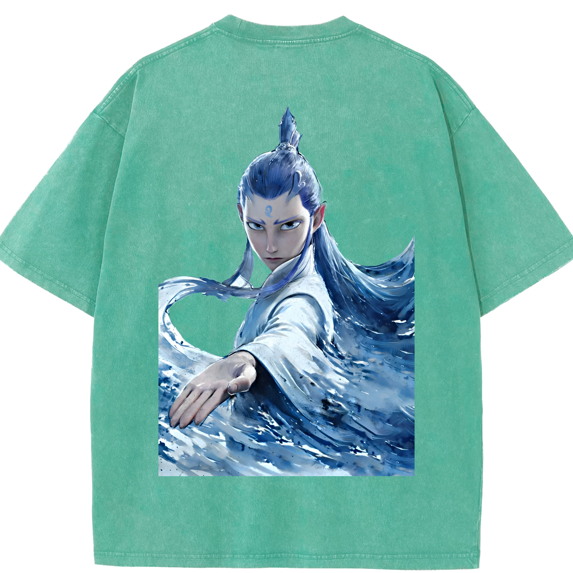 （画像用） Ne Zha 2 ナタ 魔童の大暴れ 綿100% ヴィンテージ風 半袖Tシャツ（背面プリント）